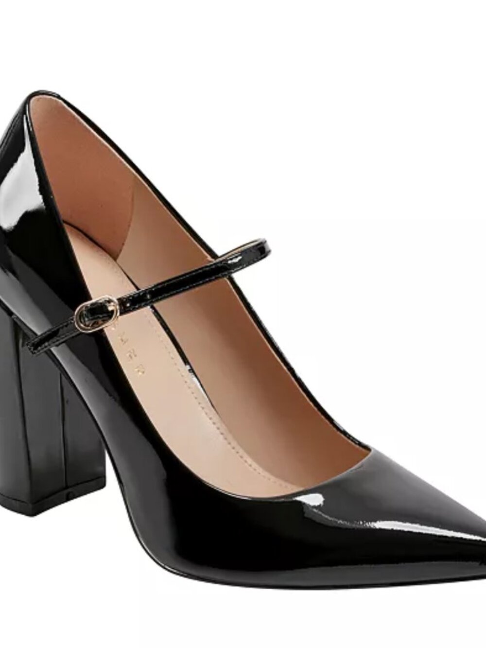 Marc Fisher LTD Artie Black Patent Mary Jane Pointed Block Heels Size 8